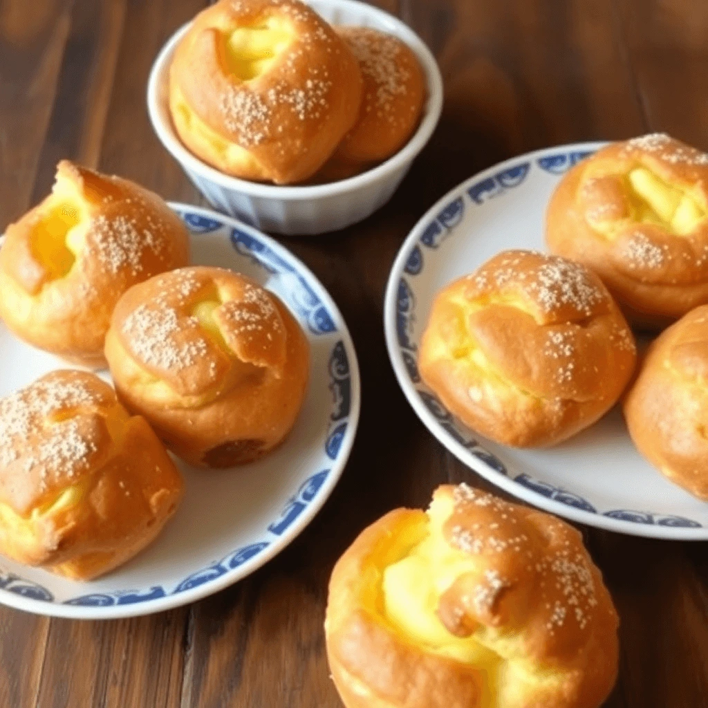 Homemade French Breakfast Puffs | Freshly baked golden pastries filled with sweet cream.