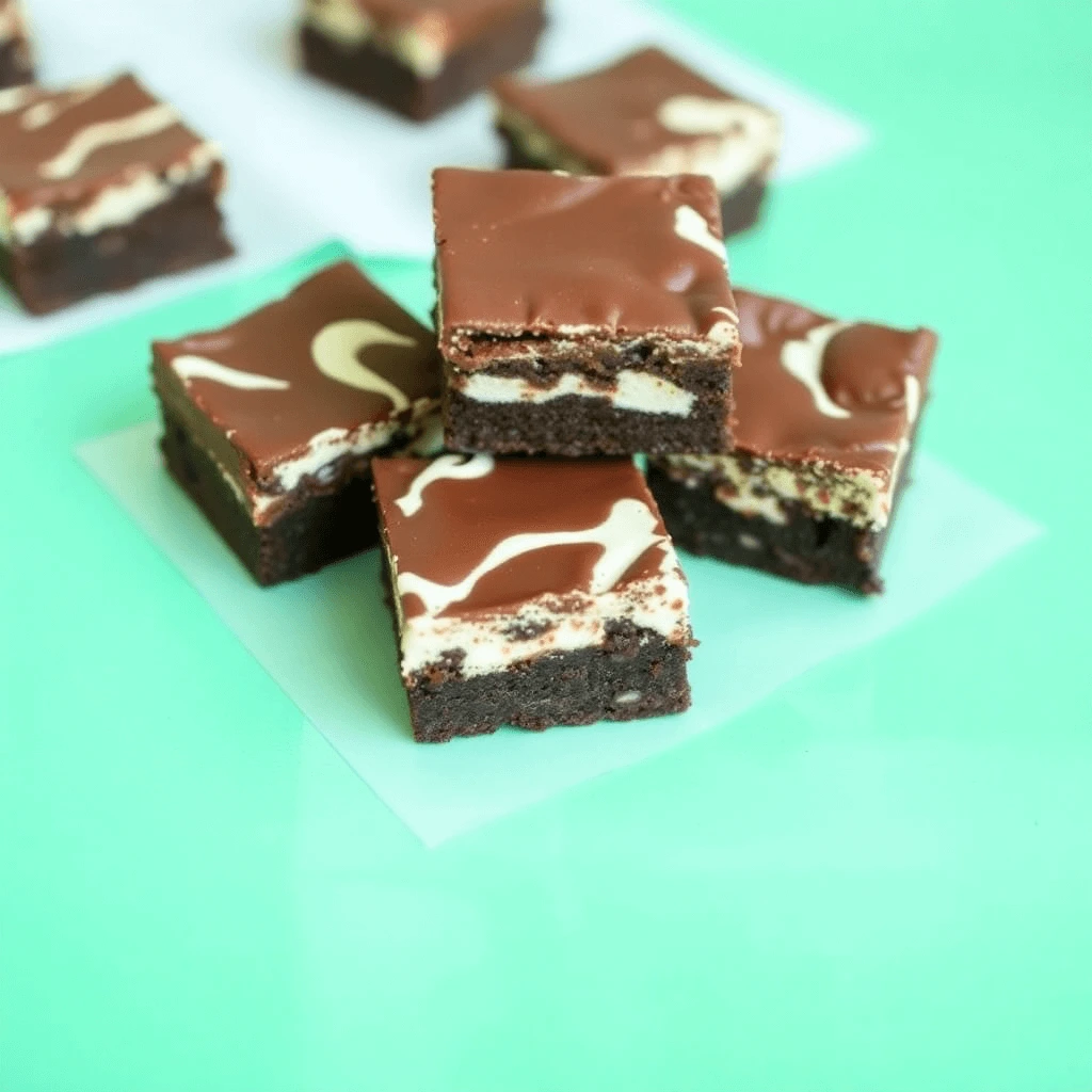 Decadent chocolate brownies topped with a dollop of creamy Greek yogurt and chocolate shavings, served on a white plate.