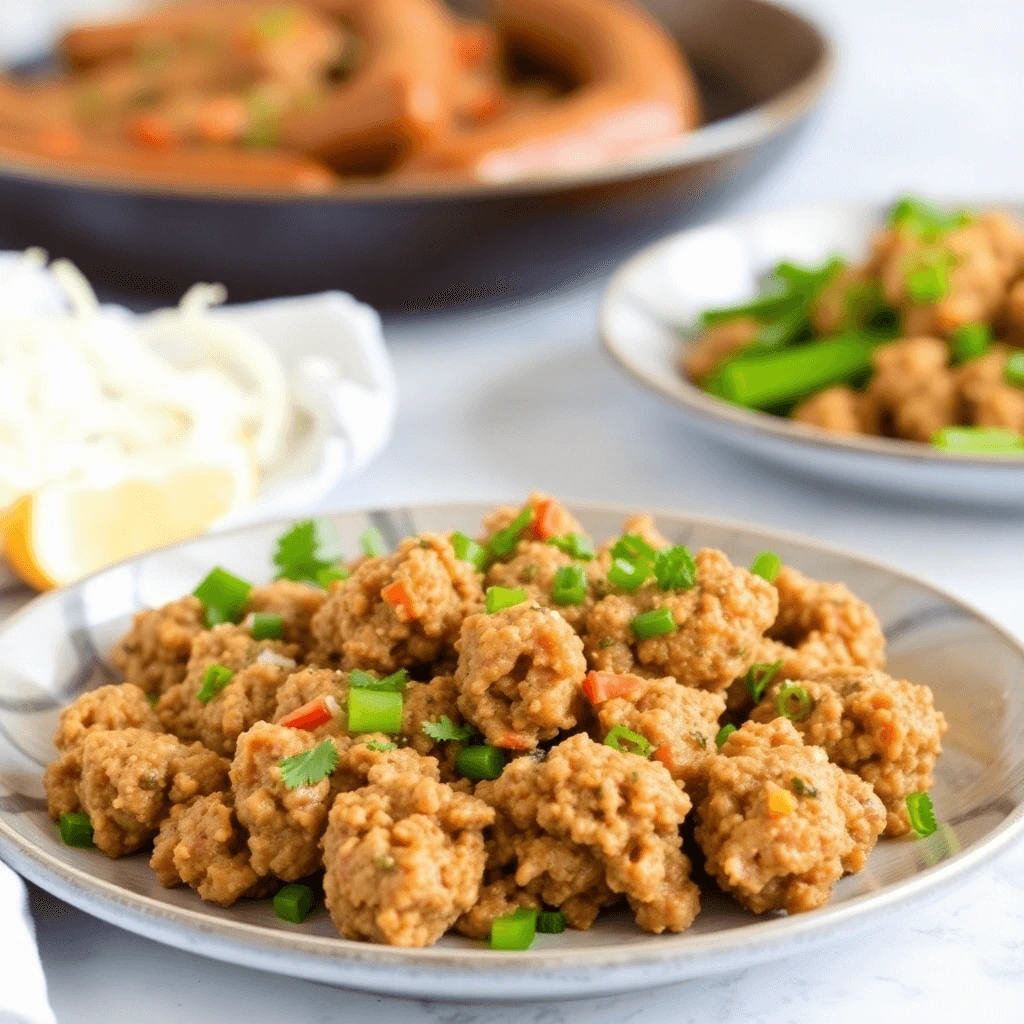 Quick and easy ground sausage meal with vegetables and pasta.