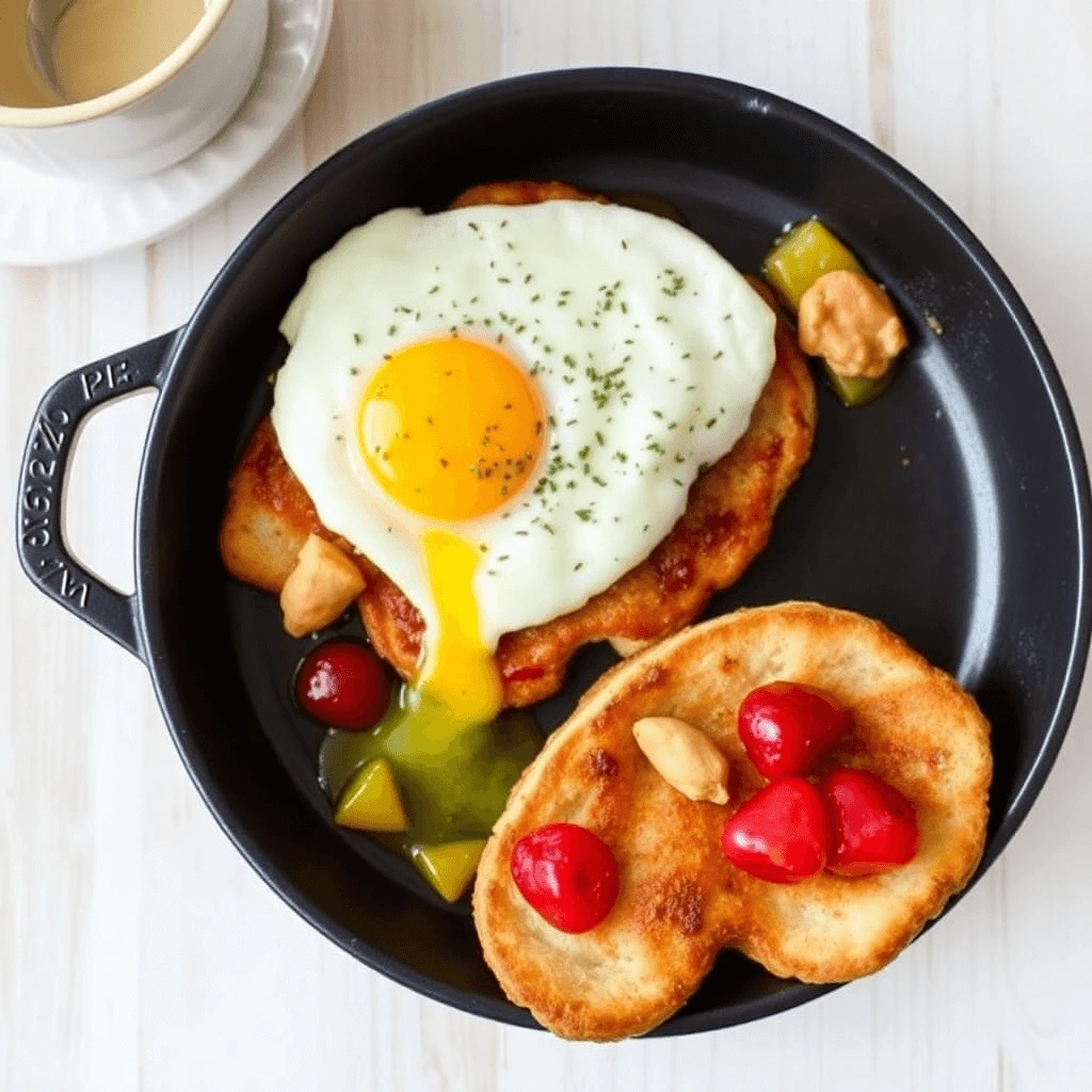 Delicious spread of various breakfast items cooked on a Blackstone griddle, including pancakes, eggs, and bacon.