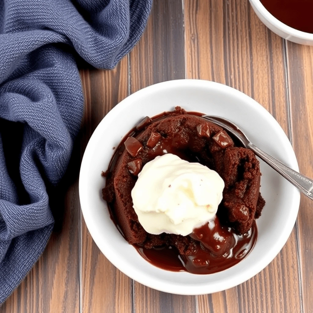 Decadent chocolate lava cake with a molten center served on a rustic plate