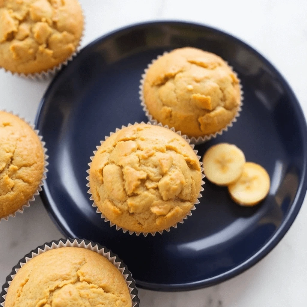 Small batch banana muffins arranged on a cooling rack, showcasing their golden-brown tops and soft texture.