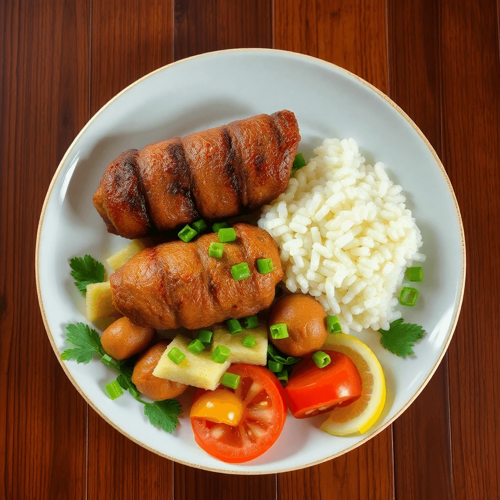 Delicious homemade kibbeh on a wooden platter, garnished with fresh herbs.