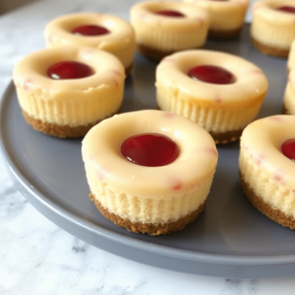 Homemade mini cheesecakes topped with fresh berries on a decorative plate.