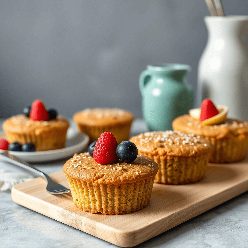 Delicious assortment of breakfast cakes including blueberry, banana nut, and chocolate chip on a rustic wooden table.